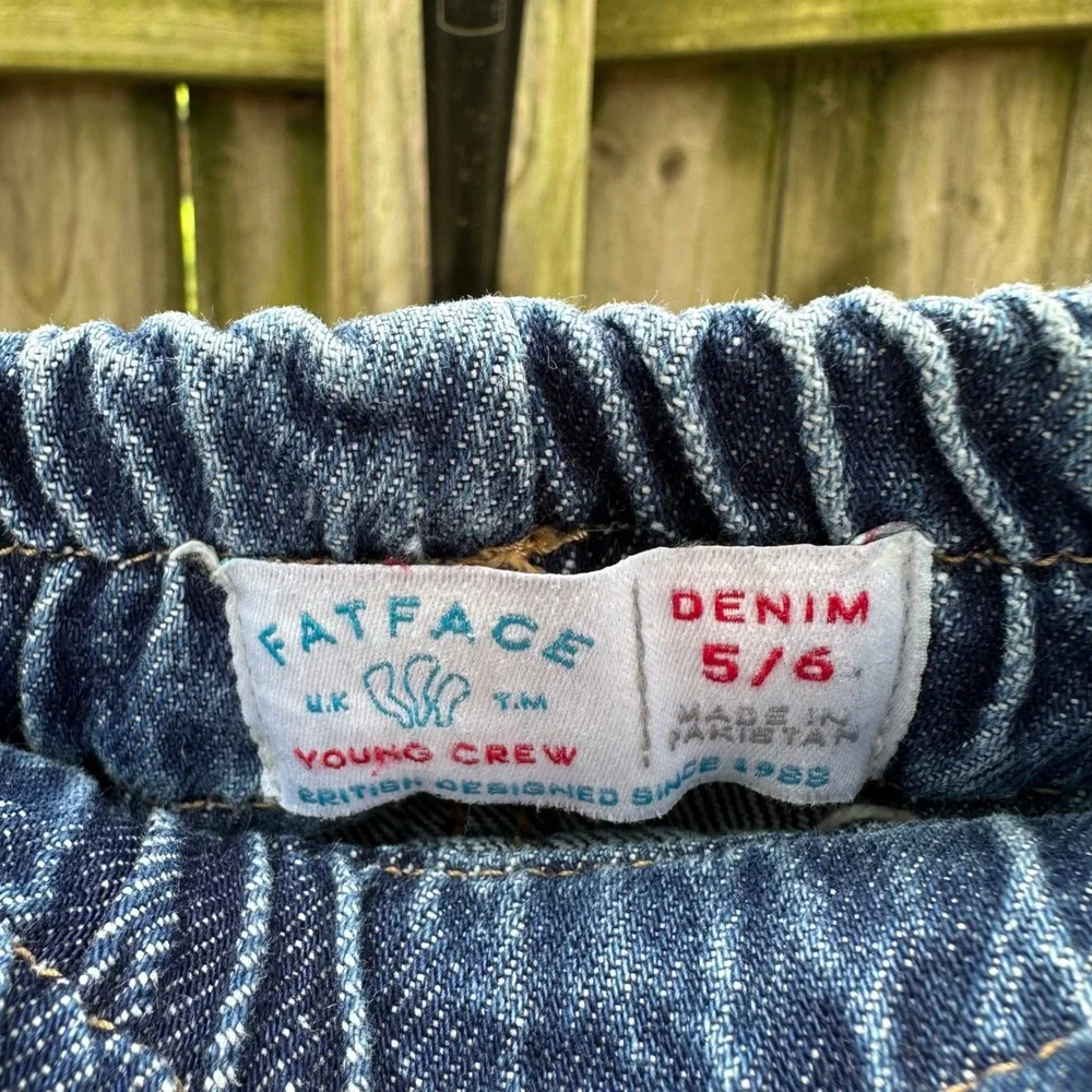 Fat Face Denim‎ Shorts Kids Blue Elastic Waist Drawstring Pockets Size 5/6